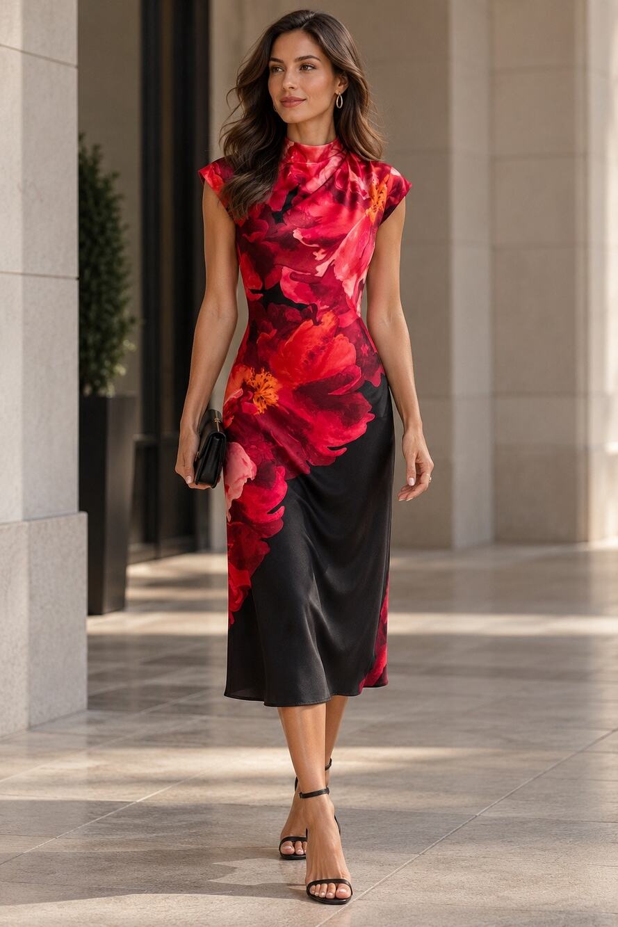 Maggy London Floral Maxi Dress Size 4 NWT Red Black Formal Gown $158 Retail